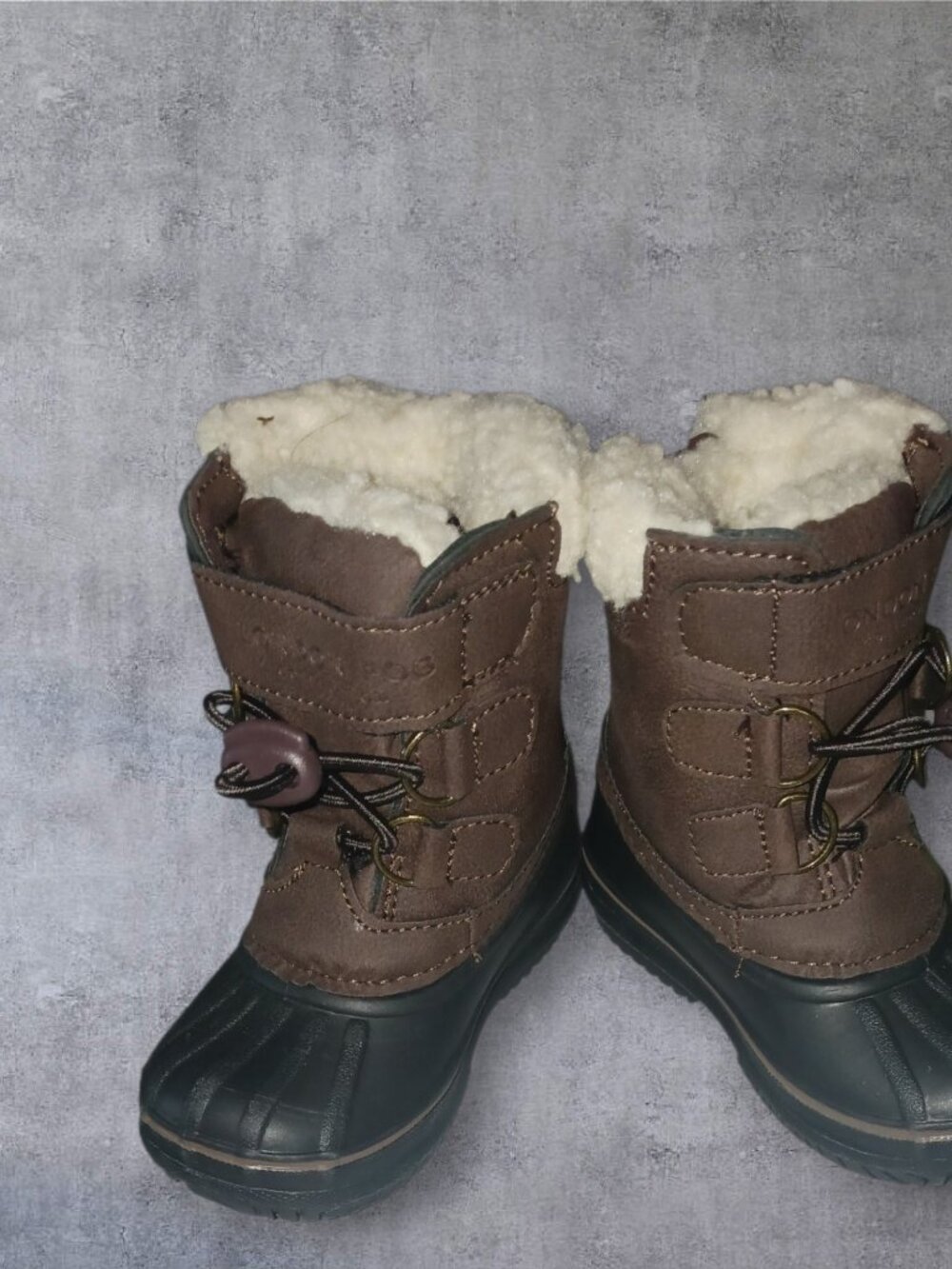London Fog Kids Winter Snow Boots Brown Faux Fur Lined Size 5 Toddler